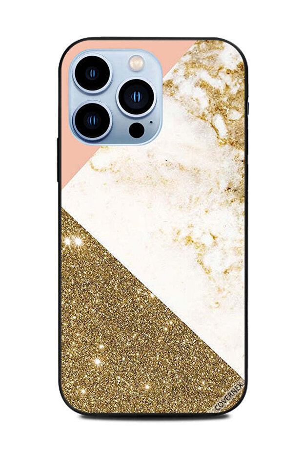 غطاء حماية لهاتف Apple iPhone 13 Pro بنمط لامع ذهبي وغير لامع