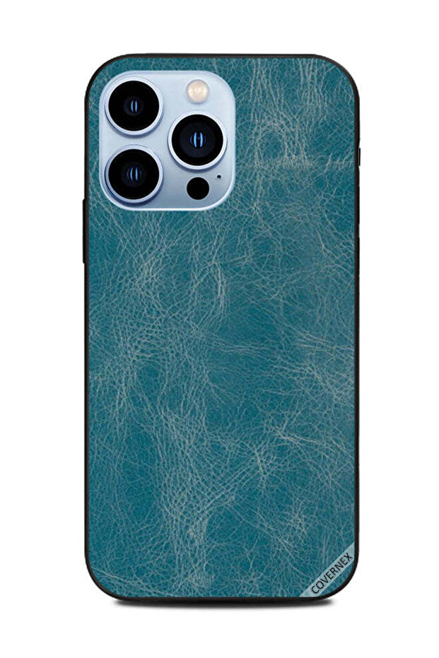 غطاء حماية لهاتف Apple iPhone 13 Pro بنمط جلدي أزرق