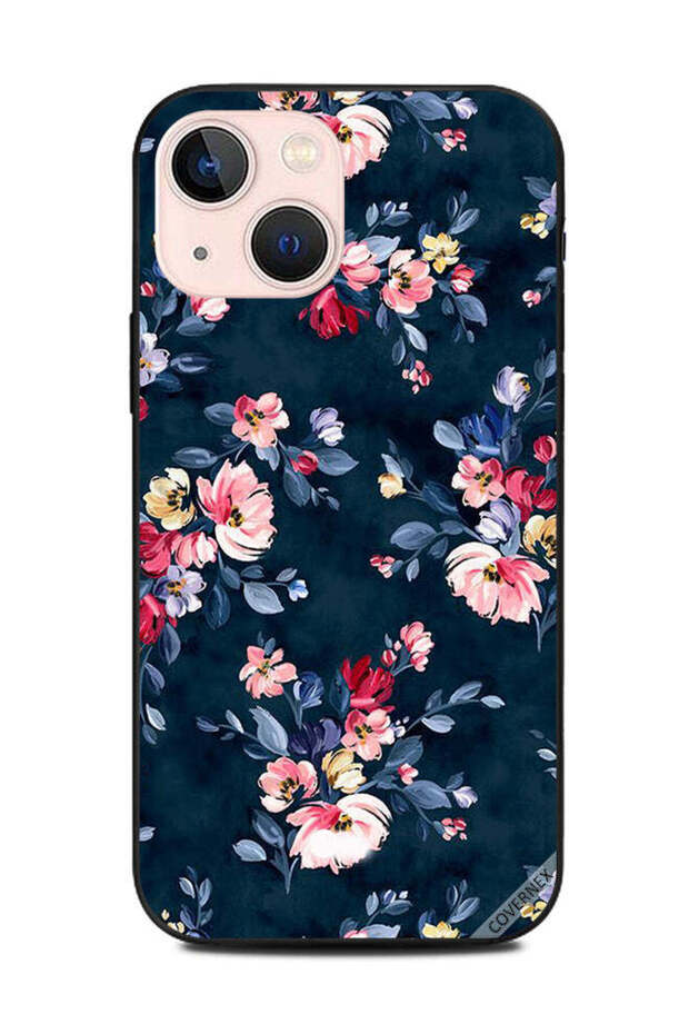 غطاء حماية لهاتف Apple iPhone 13 Mini مزين برسومات زهور مرسومة يدويًا
