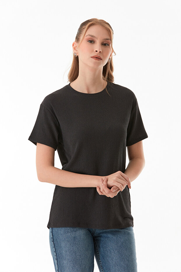 Basic Bürümcük Kumaş Tişört - 5