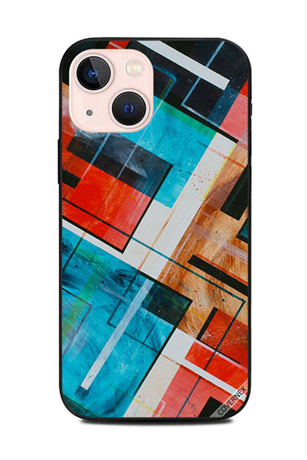 غطاء حماية لهاتف أبل آيفون 13 ميني بنمط مربع ملون - 1