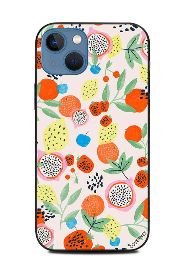 غطاء حماية لهاتف Apple iPhone 13 بنمط زهور الفواكه