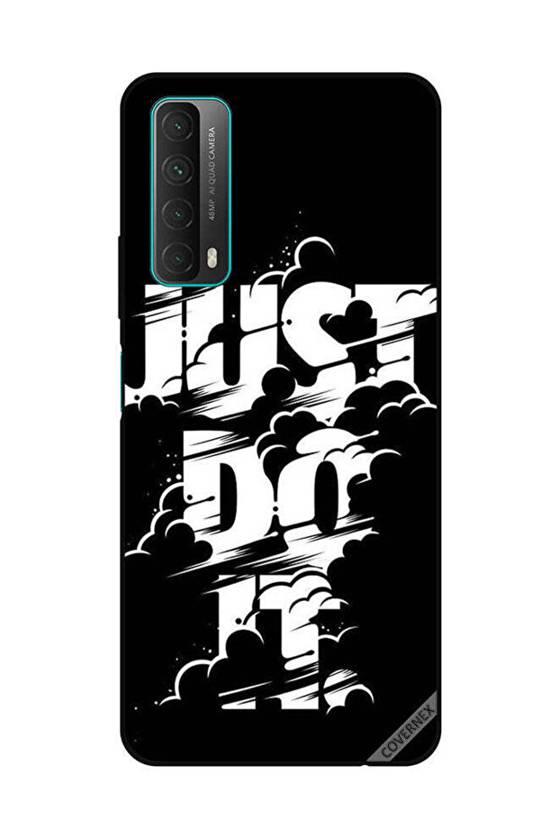 غطاء حماية لهاتف هواوي Y7A/P Smart 2021، مطبوع عليه Just Do It باللونين الأبيض والأسود