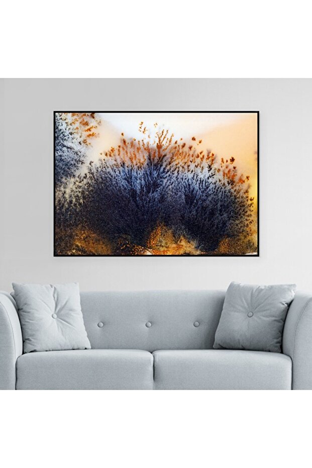 Abstract canvas painting with a black hollow frame