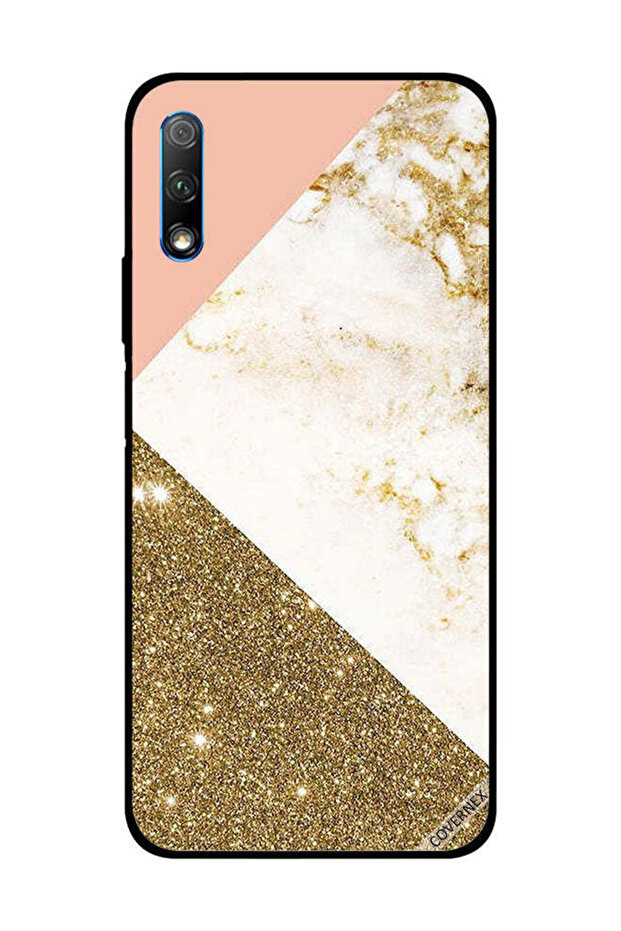 غطاء حماية لهاتف Honor 9X بنمط لامع ذهبي وغير لامع
