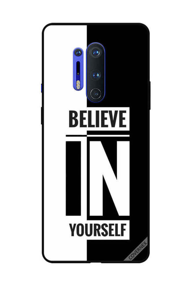 غطاء حماية لهاتف OnePlus 8 Pro - ثق بنفسك - أسود وأبيض