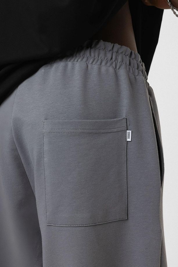 Basıc Paça Lastikli Oversize Eşofman Alt Füme - 6