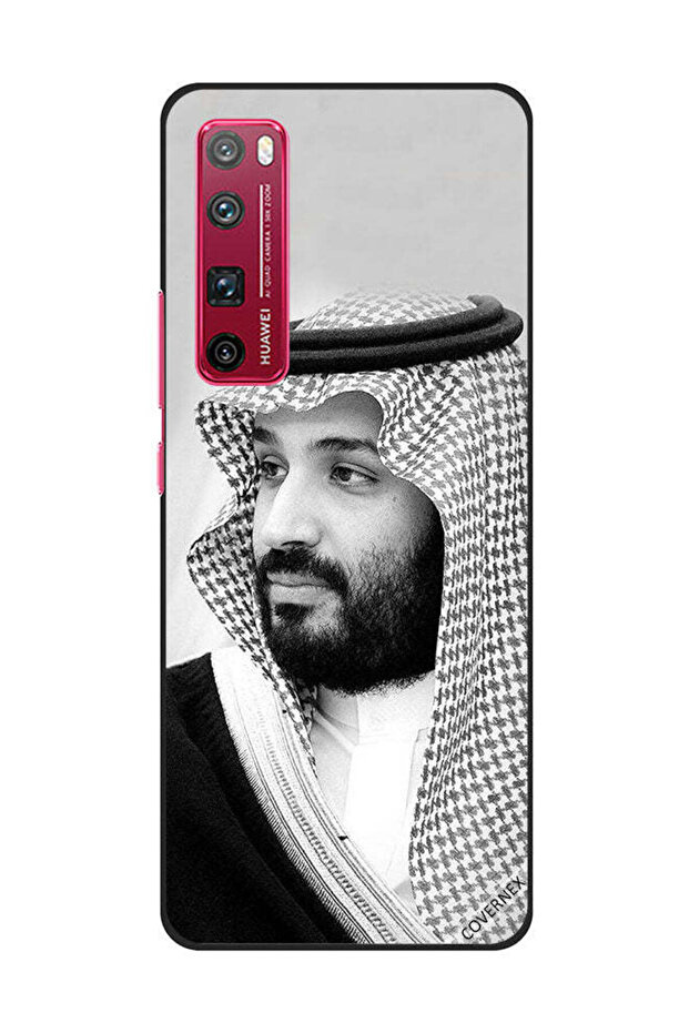 غطاء حماية لهاتف هواوي نوفا 7 برو صورة محمد بن سلمان بالأبيض والأسود