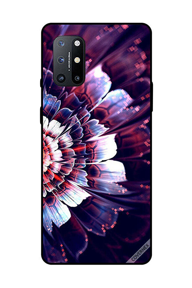 غطاء حماية لهاتف OnePlus 8T مع زهرة كبيرة منعكسة على الجانب الأيسر