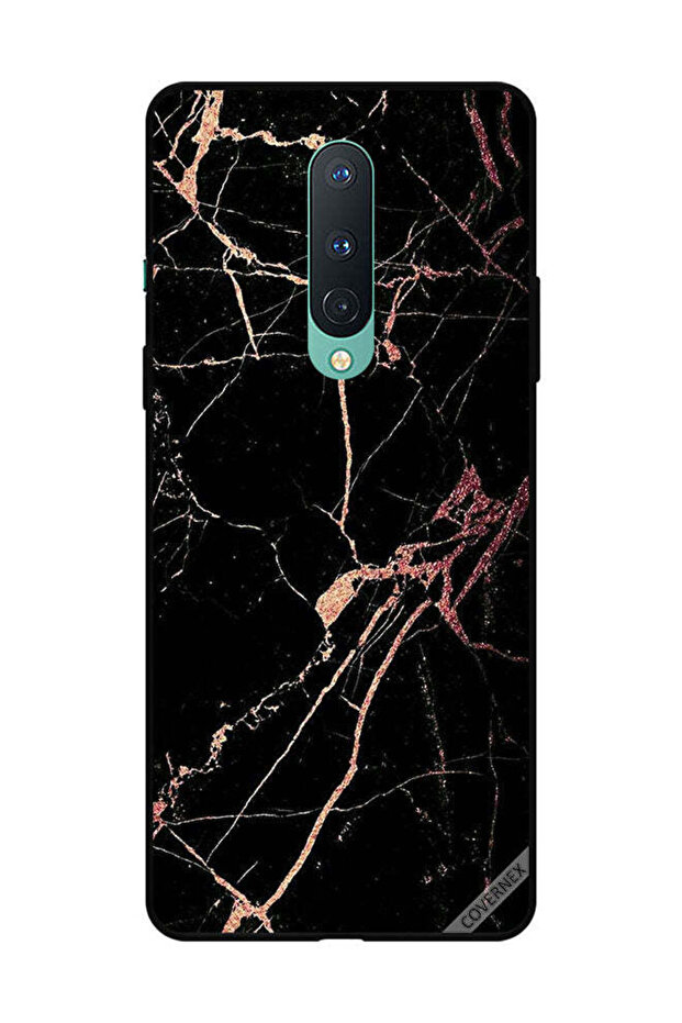 غطاء حماية لهاتف OnePlus 8 بنمط رخامي أسود