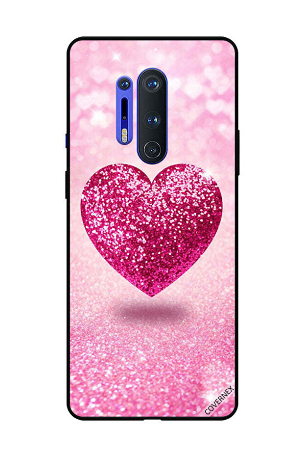 غطاء حماية لهاتف OnePlus 8 Pro - قلب وردي لامع