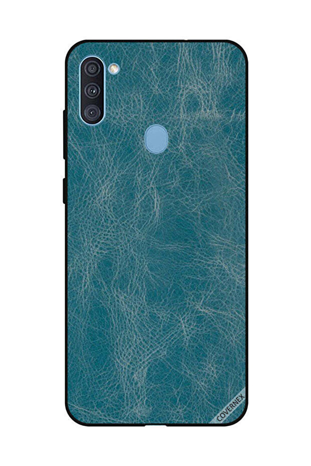 Protective Case Cover For Samsung Galaxy A11 Bluish Leather Pattern