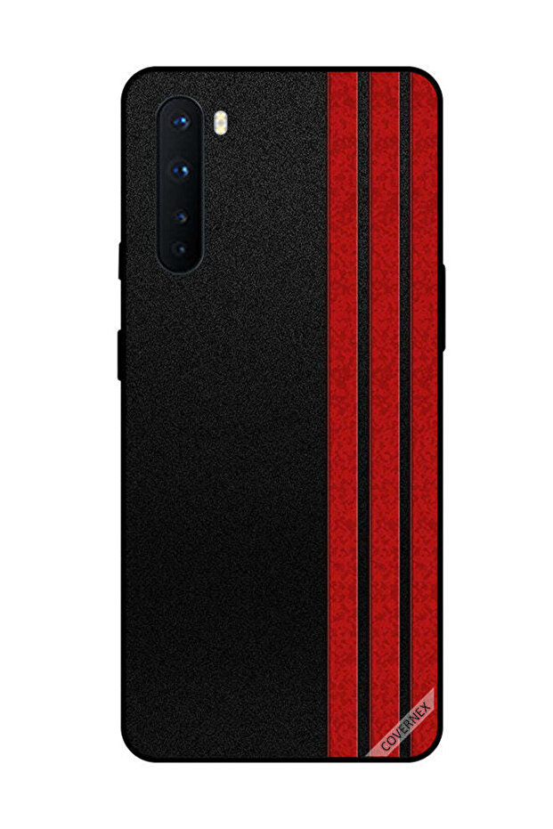 Protective Case Cover For OnePlus Nord Three Red Vertical Strips