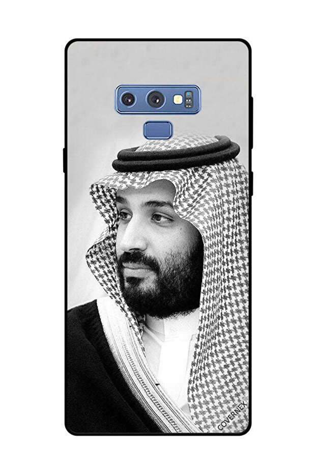 غطاء حماية لهاتف سامسونج جالكسي نوت 9 صورة محمد بن سلمان بالأبيض والأسود
