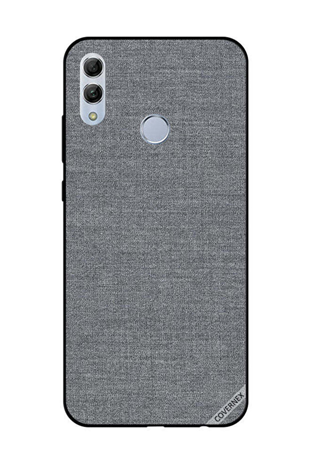 غطاء حماية لهاتف Honor 10 Lite بنقشة قماش رمادية