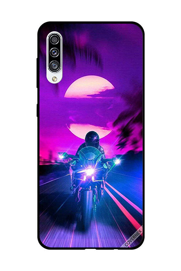Protective Case Cover For Samsung Galaxy A30s Biker Leaving Moon Behind