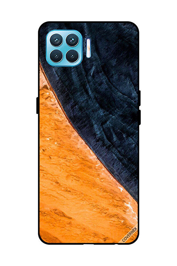 غطاء حماية لهاتف OPPO F17 Pro بنمط طلاء أصفر وأسود