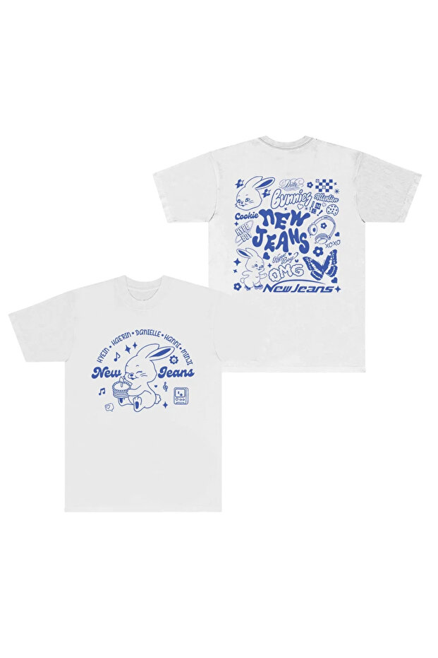 New Jeans K-Pop Group Printed Cotton Short Sleeve Young and Children Tshirt