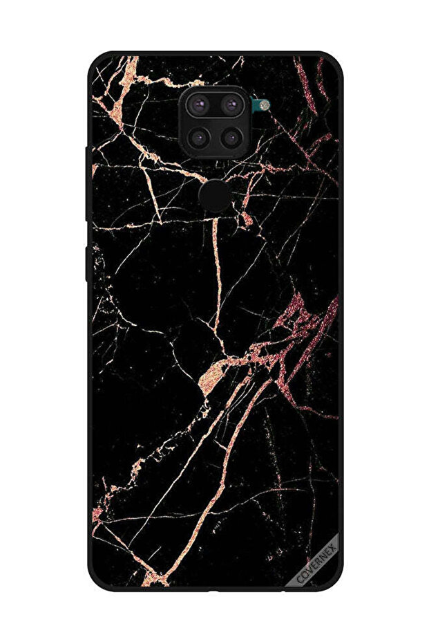 Protective Case Cover For Xiaomi Redmi Note 9 Racked Black Marble Pattern