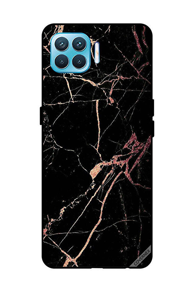 غطاء حماية لهاتف OPPO F17 Pro بنمط رخامي أسود