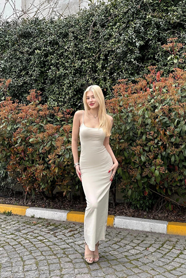 فستان أساسي طويل مع حمالات - 4