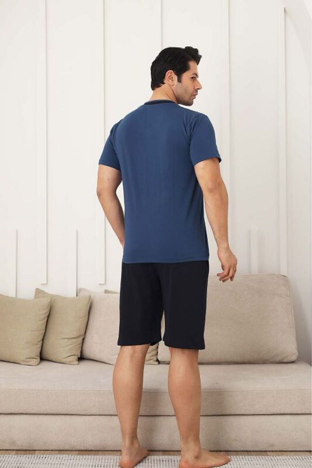 Erkek Ekose Baskılı Şort Pijama Takımı - 4