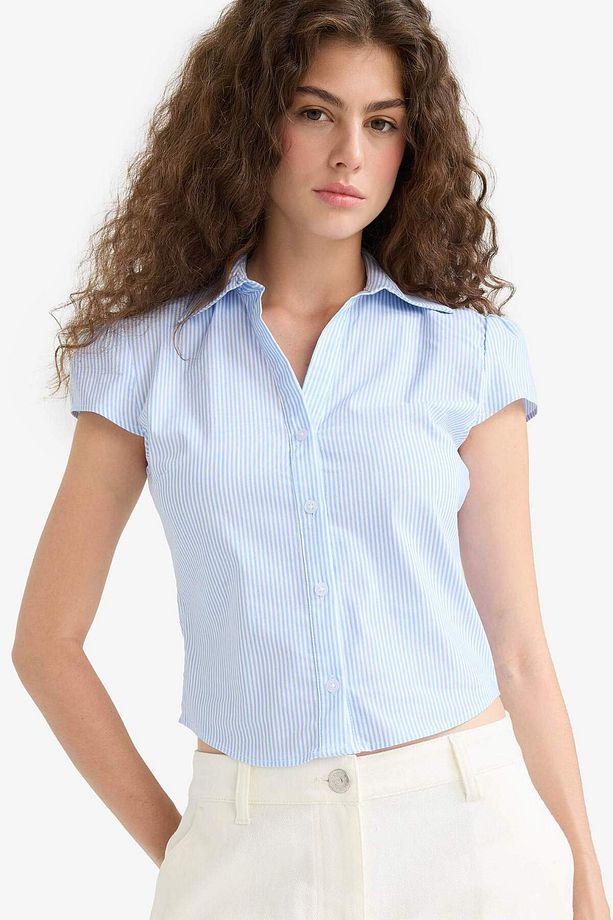 Coool Fitted Poplin Kısa Kollu Gömlek F6357AX25HS - 1