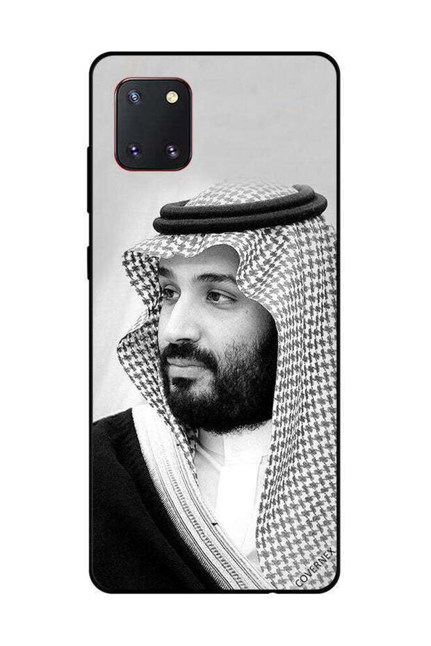 غطاء حماية لهاتف سامسونج جالكسي نوت 10 لايت صورة محمد بن سلمان بالأبيض والأسود