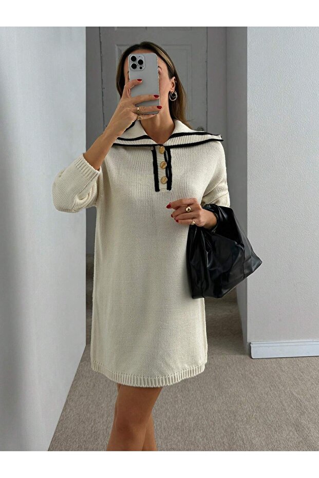 Düğmeli Triko Tunik - 3