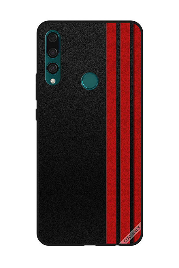 Protective Case Cover For Huawei Y9 Prime 2019 Three Red Vertical Strips