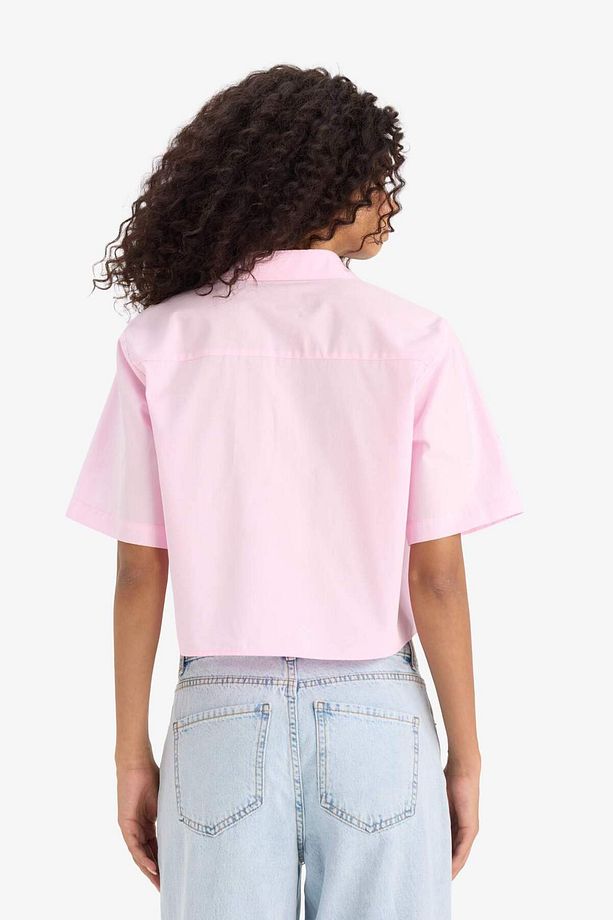 Regular Fit Gömlek Yaka Poplin Kısa Kollu Gömlek F8580ax25sm - 6