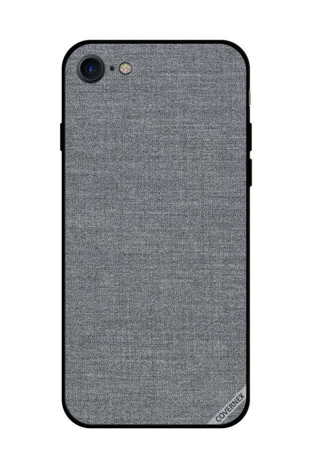 غطاء حماية لجهاز iPhone SE 2020 بنمط قماش رمادي