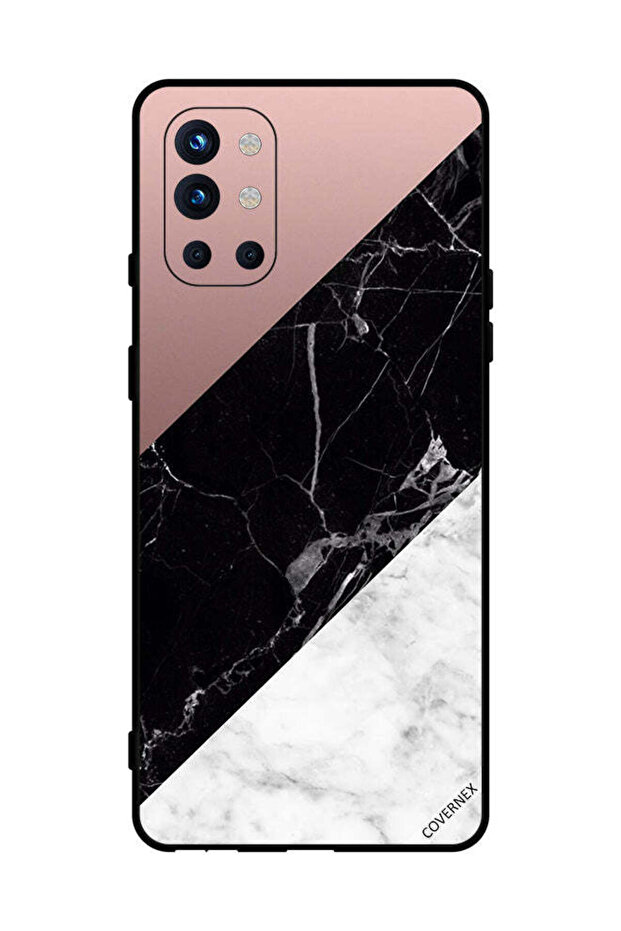 غطاء حماية لهاتف OnePlus 9R، أبيض وأسود، الجزء العلوي من الرخام بنمط عادي