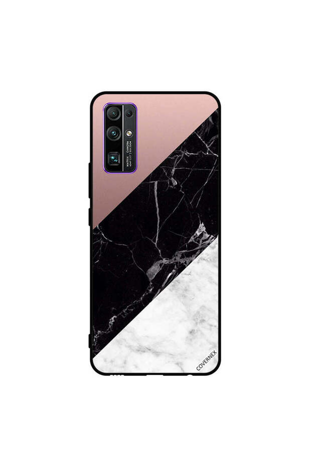 غطاء حماية لهاتف Honor 30، أبيض، أسود، سطح رخامي، بنمط عادي