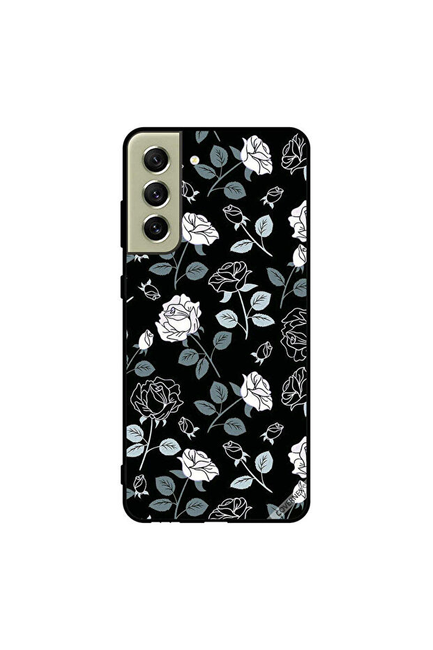 Protective Case Cover For Samsung S21 FE B&w Floral Pattern