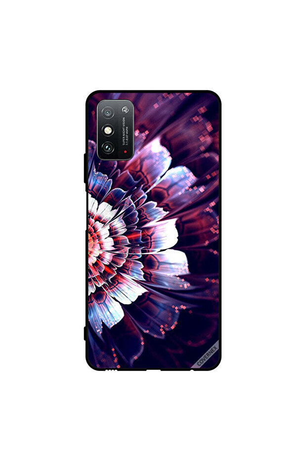 غطاء حماية لهاتف Honor X10 Max 5G مع زهرة كبيرة منعكسة على الجانب الأيسر