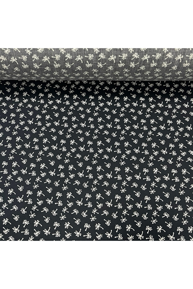 Printed Cotton Fabric Navy Blue White