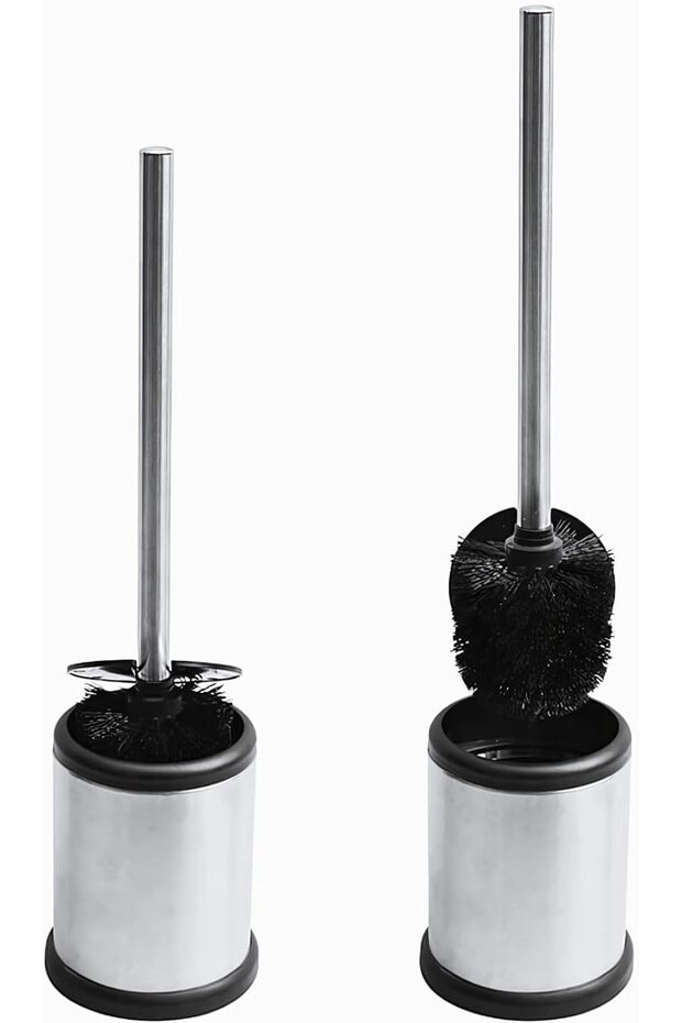 Stainless Steel Toilet Brush with Lid Holder – Durable Bathroom Toilet Brush with Strong Bristles