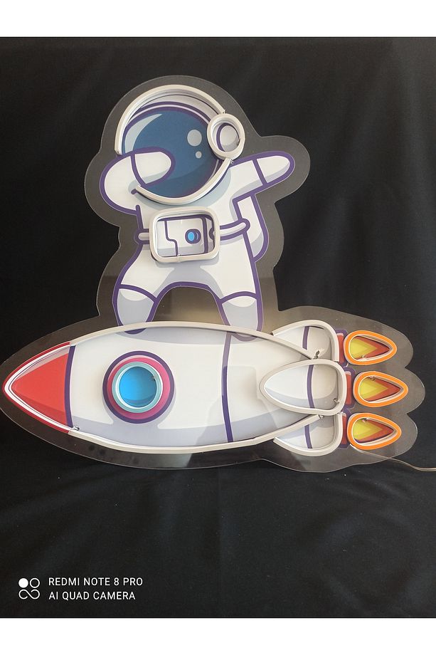 Roket Led Tasarımı | Astronot Işıklı Duvar Dekoru | Gece Lambası - 6