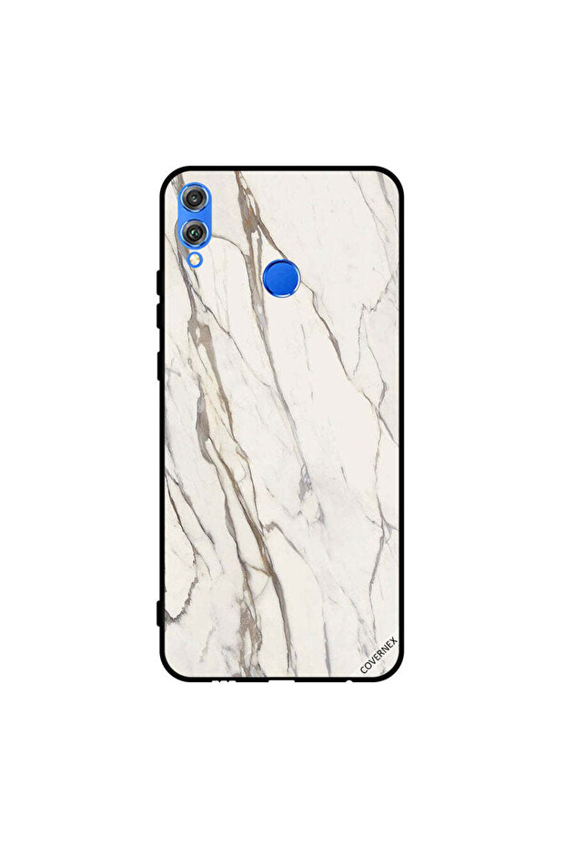 غطاء حماية لهاتف Honor 8X بنمط رخامي أبيض متشقق
