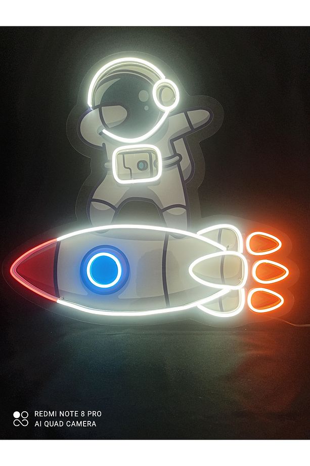 Roket Led Tasarımı | Astronot Işıklı Duvar Dekoru | Gece Lambası - 3