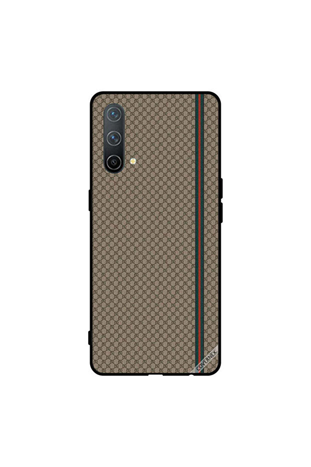 غطاء حماية لهاتف Oneplus Nord CE 5G بخطوط حمراء وخضراء على نمط بني
