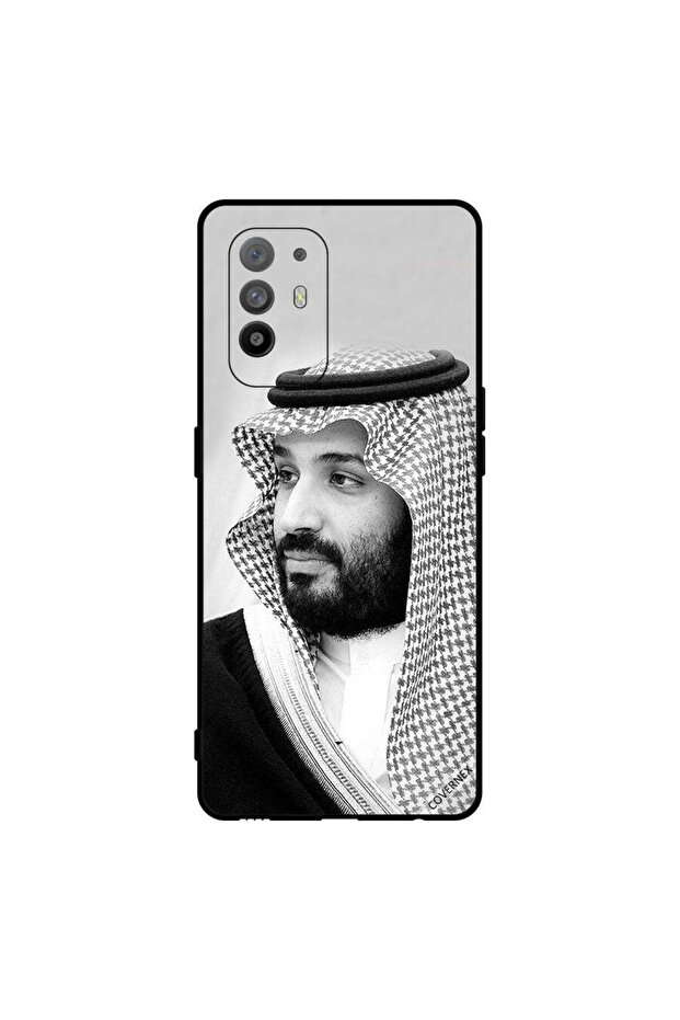 غطاء حماية لهاتف Oppo A95 صورة محمد بن سلمان بالأبيض والأسود