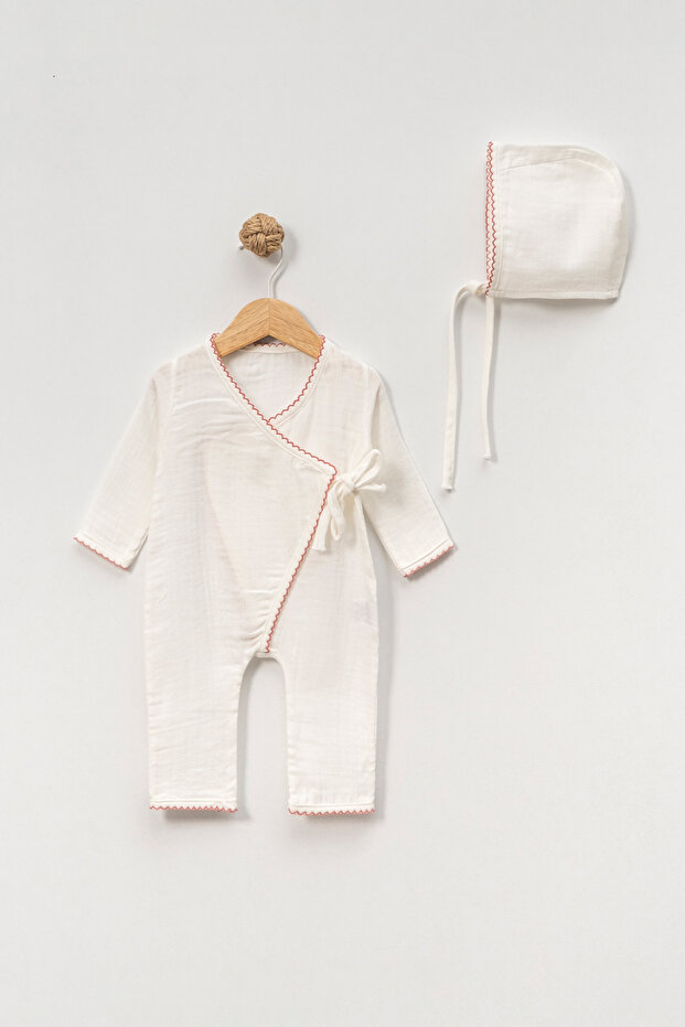 Regular Riffy Double Breasted Muslin Jumpsuit-Hat Double Suit Casual/Daily Basic Organic Woven Cotton