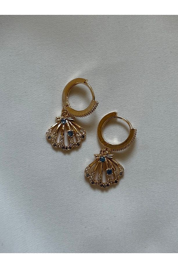 Zirkon Taşlı İstiridye Model Minimal Küpe - 3