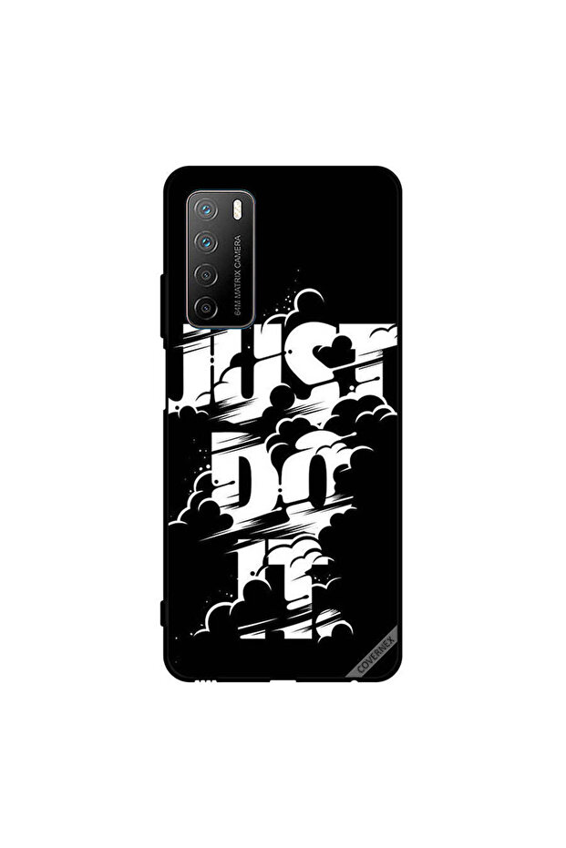 غطاء حماية لهاتف Honor Play 4 - Just Do It - أبيض وأسود
