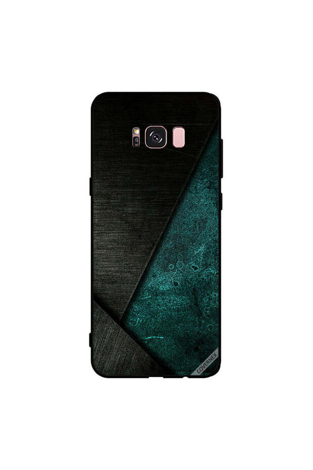 غطاء حماية لهاتف سامسونج جالاكسي S8+ بنمط أسود وأخضر داكن