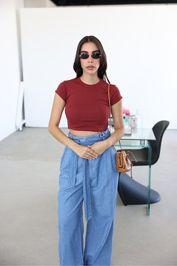 Ribbed Basic Crop Tshirt - 1