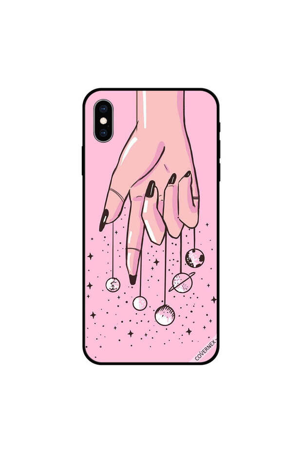غطاء حماية لجهاز iPhone X مع كواكب معلقة باليد