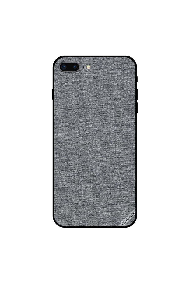 غطاء حماية لجهاز iPhone 8 Plus بنقشة قماش رمادية - 1